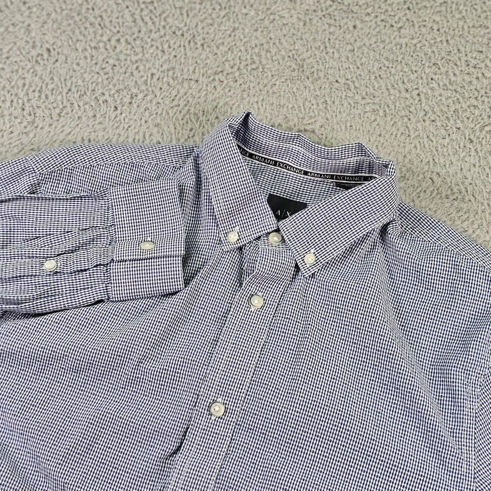 Armani Exchange Shirt Mens Medium Check Button Down Long Sleeve Regular Fit